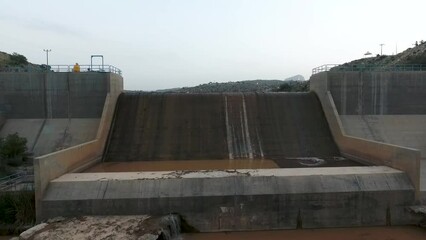 Sticker - The lake of the Wadi Al-Janabin Dam near the city of Baljurashi in Saudi Arabia, picturesque nature