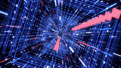 Wall Mural - Abstrat hyper jump through blue stars into the Universe, seamless loop. Animation. Speed of light moving fast, view inside of time machine tunnel.