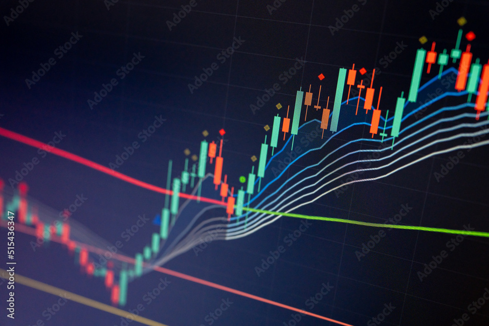Stock market data on digital LED display. Fundamental and technical ...
