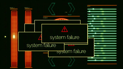 Aufkleber - System failure pop ups with on-off signal, application error. Animation. System failed messages all over the computer screen and noise, glitch signal.
