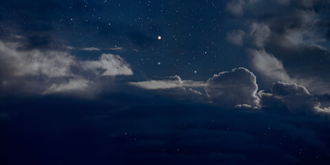 Poster - Night sky with clouds and stars