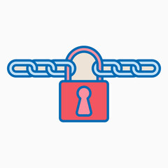 Wall Mural - chain with lock icon, lock vector, chain illustration