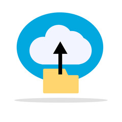 Aufkleber - Upload from folder to cloud. Cloud storage and backup. Vector.