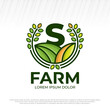 © widoko - letter initial S eco green farm circle logo vector vintage icon, flat farm logo, natural green badge