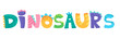 Dinosaur lettering. Cute childish font for birthday greeting card, baby shower invitation, posters. Vector cartoon illustration.