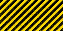 Black Yellow Stripes Wall. Hazard Industrial Striped Road Warning. Yellow Black Diagonal Stripes. Blank Warning Sign. Template. Vector Illustration EPS10.