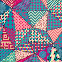 Poster - Patchwork textile pattern. Seamless quilting design background.