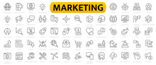 Digital Marketing Icons Set. Content, Search, Marketing, Ecommerce, Seo, Electronic Devices, Internet, Analysis, Social And More Line Icon.