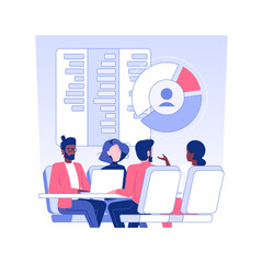 Poster - Stakeholders isolated concept vector illustration. Group of diverse shareholders discussing business strategy, corporate structure, company departments, board of directors vector concept.