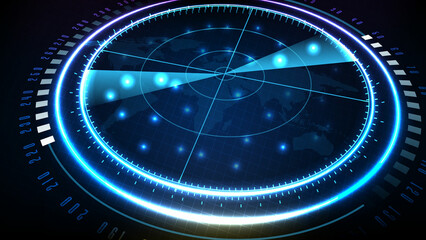 Wall Mural - abstract background of futuristic technology screen scan radar interface hud