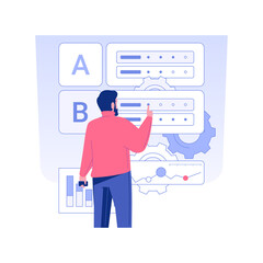 Poster - Marketing research isolated concept vector illustration. Professional marketer analyzing products, corporate structure, company departments, business corporation hierarchy vector concept.