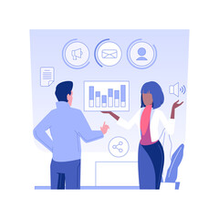 Poster - Campaign management isolated concept vector illustration. Marketer studies market, company campaign automation management, corporate structure, corporation hierarchy vector concept.