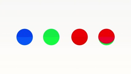 Poster - Abstract dynamic background of the four circles changing colors fast on a white background. Motion. Geometric figures in motion.