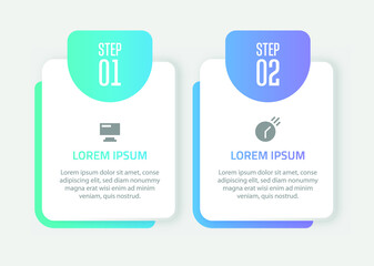 Infographic template design, Vector infographic design with 2 options or steps, Colorful gradient infographic design, Business infographic template for presentation, brochure, diagram, flow charts