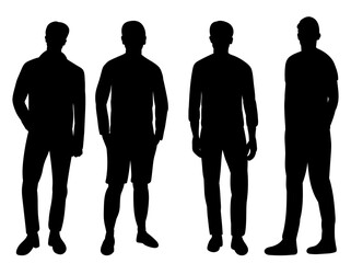 Sticker - men black silhouette, isolated, vector