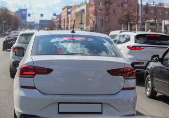 Sticker - Car traffic on a city street