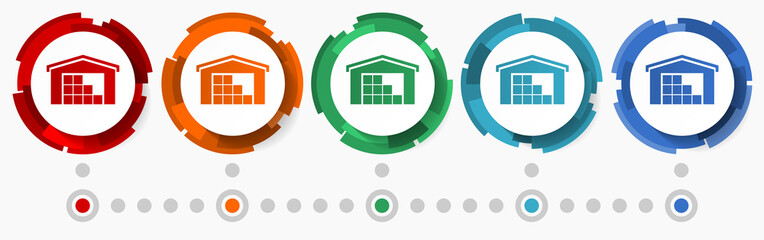 Aufkleber - Warehouse, storage concept vector icon set, flat design pointers, infographic template