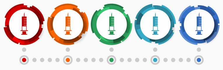 Poster - Syringe, injection concept vector icon set, flat design pointers, infographic template