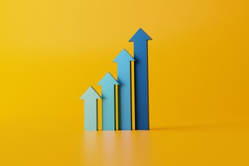 Poster - Up arrows of different colors. The concept of the growth of statistics and the development of the company, life. 3D rendering, 3D illustration.