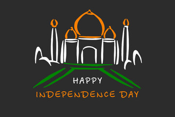 Wall Mural - Indian tricolor for 15 August Happy Independence Day of India. Taj Mahal.