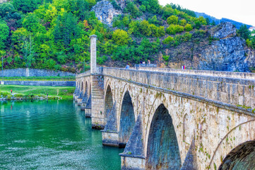 Wall Mural - Old Bridge of Mehmed Pasha Sokolovic over Drina river in Visegrad, Bosnia and Herzegovina. 