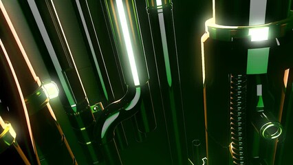 Poster - Dark background with illuminated elements. Motion.Animation with a green backlight that moves up.