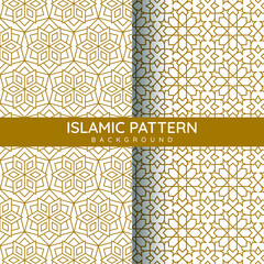 Arabic islamic flat linear pattern collections seamless patterns set decorative geometric style