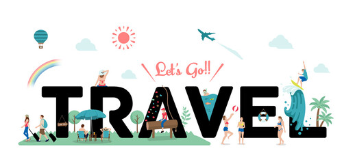 Wall Mural - Let's go travel vector banner illustration