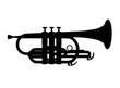 Silhouette Cornet icon. Music instrument silhouette. Creative concept design in realistic style. illustration on white background.