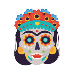 Wall Mural - mexican skull with flowers