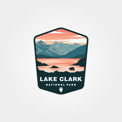 Poster - lake clark national park logo patch vector illustration design, vintage national park logo design