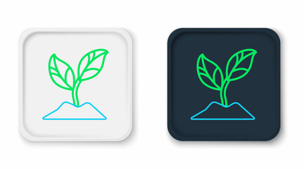 Sticker - Line Plant icon isolated on white background. Seed and seedling. Leaves sign. Leaf nature. Colorful outline concept. Vector