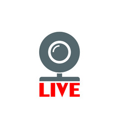 Sticker - Web cam live icon isolated on white background