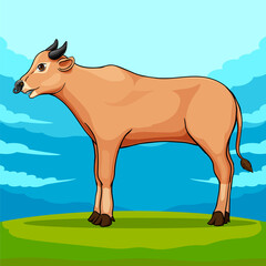 Wall Mural - Cow illustration for Eid al Adha post design