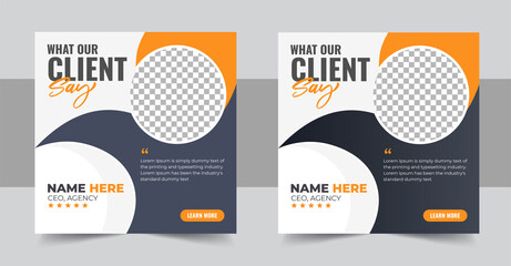 Poster - Client testimonials or customer feedback social media post web banner template design