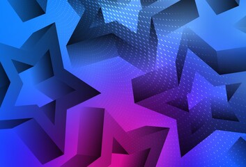 Light Pink, Blue vector pattern with christmas stars.