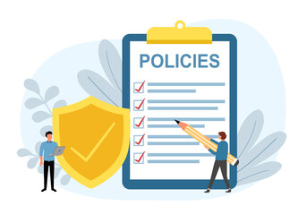 Business policy document concept vector illustration. Insurance policies.