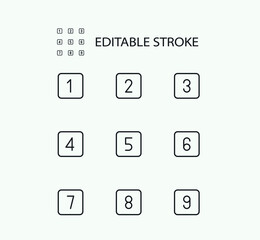 Poster - Simple Set of Number Related Vector Line Icons. Contains such Icons as Numbers. Editable Stroke. 72x72 Pixel Perfect.