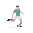 © Freshcare - Soccer player quick dribbling and shooting a ball vector illustration