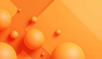 Aufkleber - Abstract geometric orange 3d object background with colorful creative art paper template or minimal trendy geometry contemporary fashion and modern wallpaper pattern decoration gradient card backdrop.