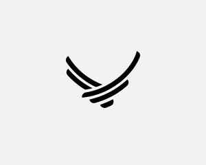 Wall Mural - Abstract bird logo design template. Creative minimalist eagle falcon hawk vector icon symbol logotype.