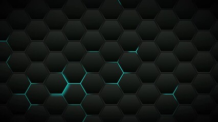 Poster - Futuristic Hexagons Surface Loop Multicolor background. Abstract hexagonal surface animation. Neon colors. Seamless loop.