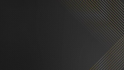 Sticker - 4k Abstract luxury black grey gradient backgrounds with animated golden metallic stripes. Elegant horizontal banner. Copy space. Dark backdrop 3D