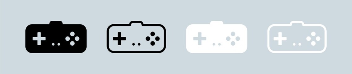 Poster - Joystick icon in black and white colors. Game console sign vector illustration.