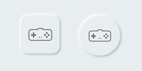 Poster - Joystick line icon in neomorphic design style. Game console sign vector illustration.