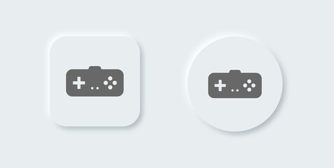 Poster - Joystick solid icon in neomorphic design style. Game console sign vector illustration.