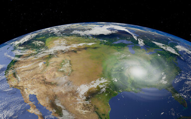 Wall Mural - Hurricane approaching Americas. Global earth background. the hurricane that's going to hit America. 3D render