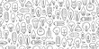 Light bulbs collection. Ecology Concept art. Symbol of creativity, innovation, inspiration, invention and idea. Hand drawn style, seamless pattern background for your design