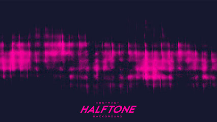 Poster - Abstract vector torn red halftone sound wave. Scrathed dotted texture element.