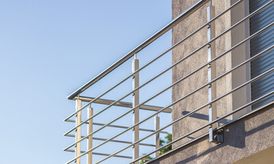 fence. chrome stainless steel fence on balcony 